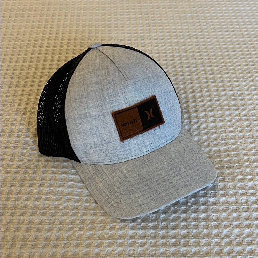 Hurley Light Gray and Black Cap with Brown Patch